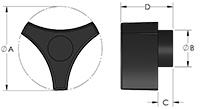 3P2 3-Arm Knob Line Drawing